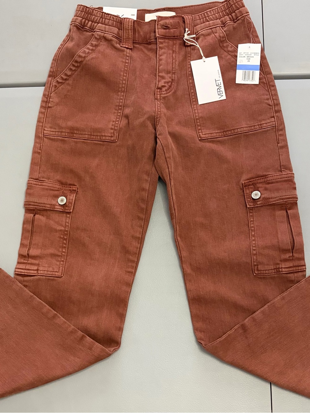 Women's Cargo Boyfriend Jeans in Rust